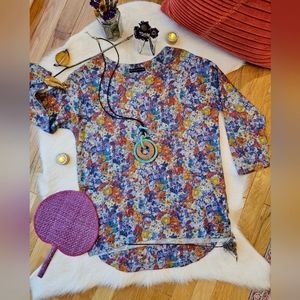 Nally & Millie Floral High-Low Blouse